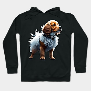 Whimsical Cocker Spaniel in White Flamingo Tutu Hoodie